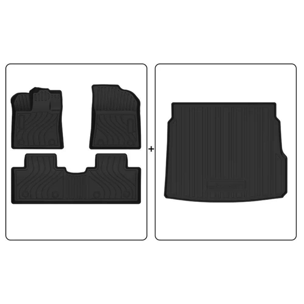 tapis sol voiture noir rayures horizontales surface rugueuse moderne résistant eyelets six pièces
