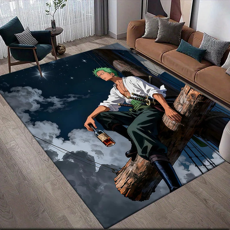 tapis antidérapant anime personnages zoro luffy vert blanc bleu noir abstrait moderne salon chambreextérieur