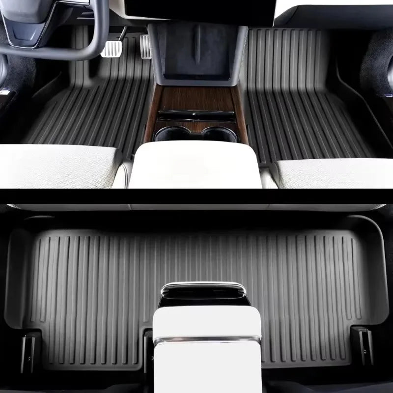 tapis sol voiture noir rayures horizontales moderne intérieur imperméable caoutchouc fibre synthétique toutes saisons