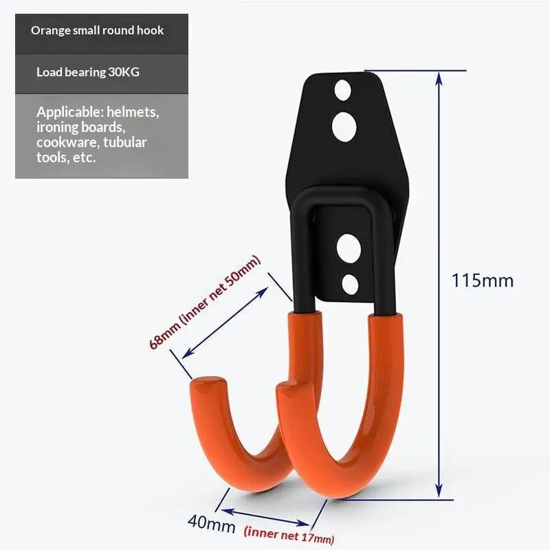 support mural moderne crochet noir orange outils jardin vélo fixations vis multiple'utilisation