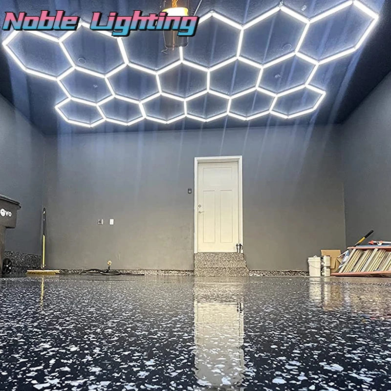 plafonnier led hexagonal moderne structure géométrique blanc lumineux 2000 lumens