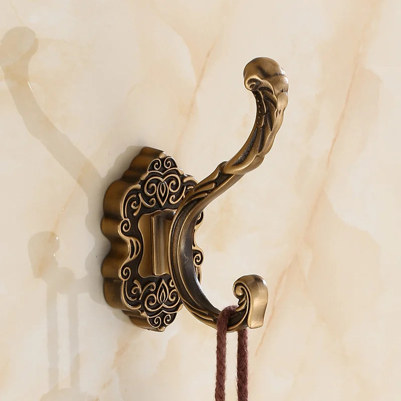porte serviettes mural ornements floraux bronze blanc or noir classique adhésif métal décoration maison