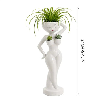 statue décorative moderne corps humain blanc plantes vertes intérieures vase minimaliste