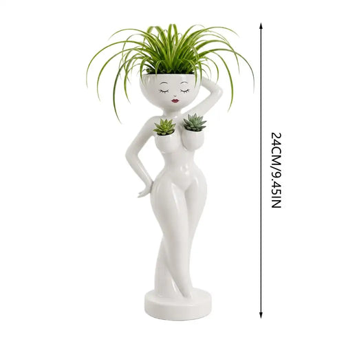 statue décorative moderne corps humain blanc plantes vertes intérieures vase minimaliste