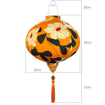lanterne japonaise traditionnelle rouge fleurs décorative artisanale pompon bois suspendue