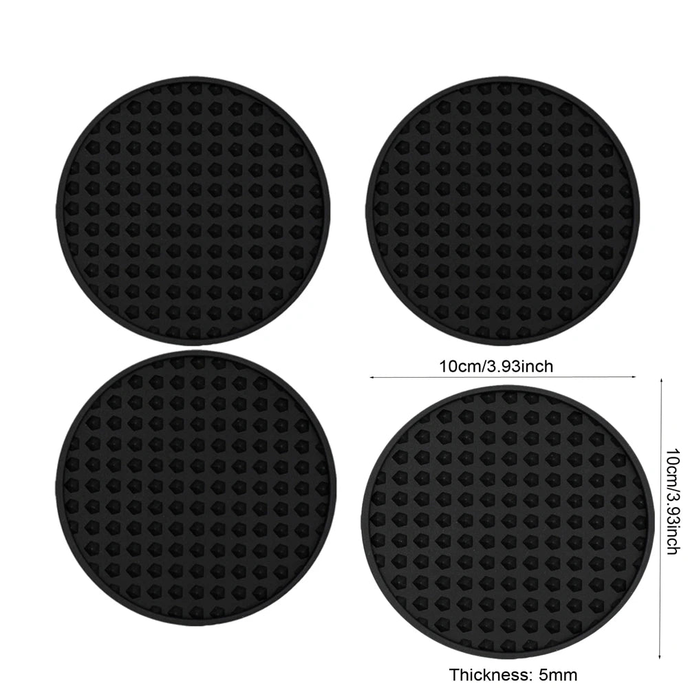 coasters silicone noirs texture moderne 10cm diamètre 12pcs opaques points uniformes