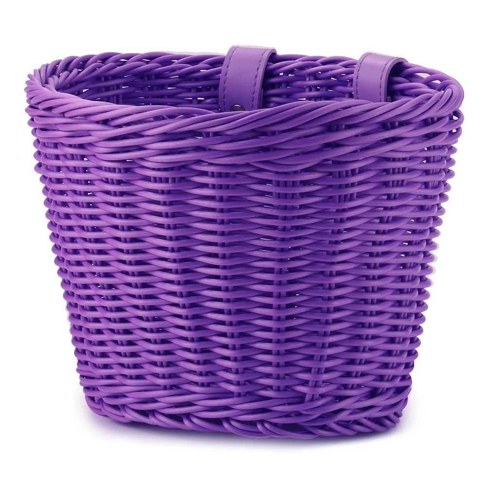 panier vélo tissé osier bleu clair classique ceintures cuir enfants accessoire vélo