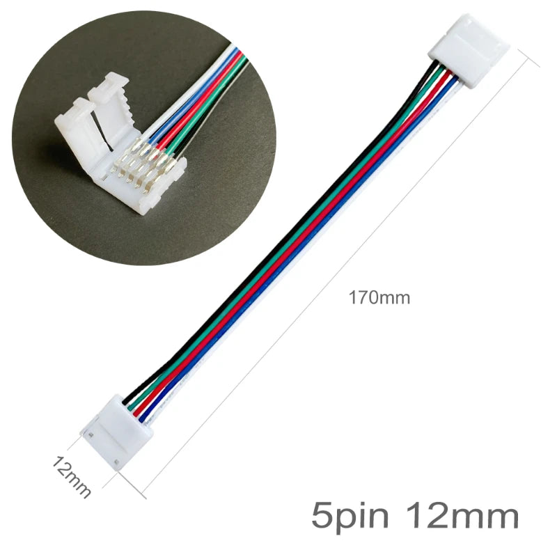 connecteur double tête bande led 2pin 3pin 4pin 5pin 6pin 15cm blanc rouge noir
