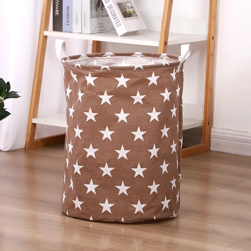 panier linge pliable polyester étoiles taches poignées moderne gris bleu marron blanc rose