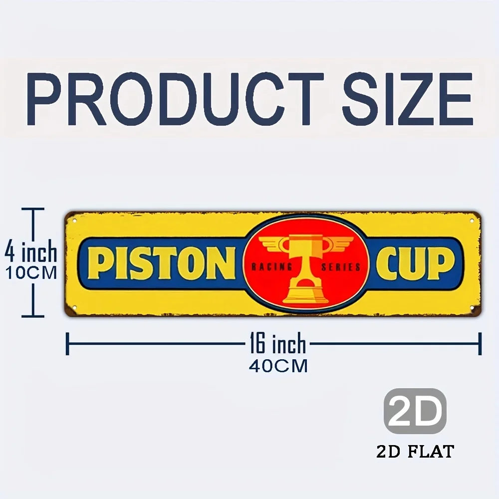 plaque publicitaire vintage graphique piston couleur jaune bleu rouge anti poussière mur facile