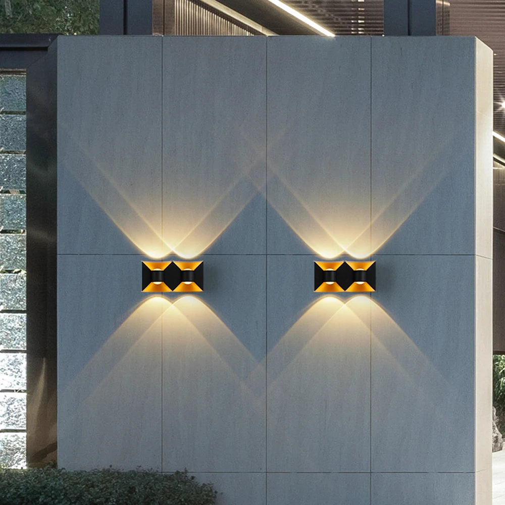 applique murale led noir moderne ip65 contemporaine diffuseur doré minimalisteextérieurintérieur