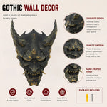 masque démon noir doré texture rugueuse gothique vis fixations ornement mural vintage