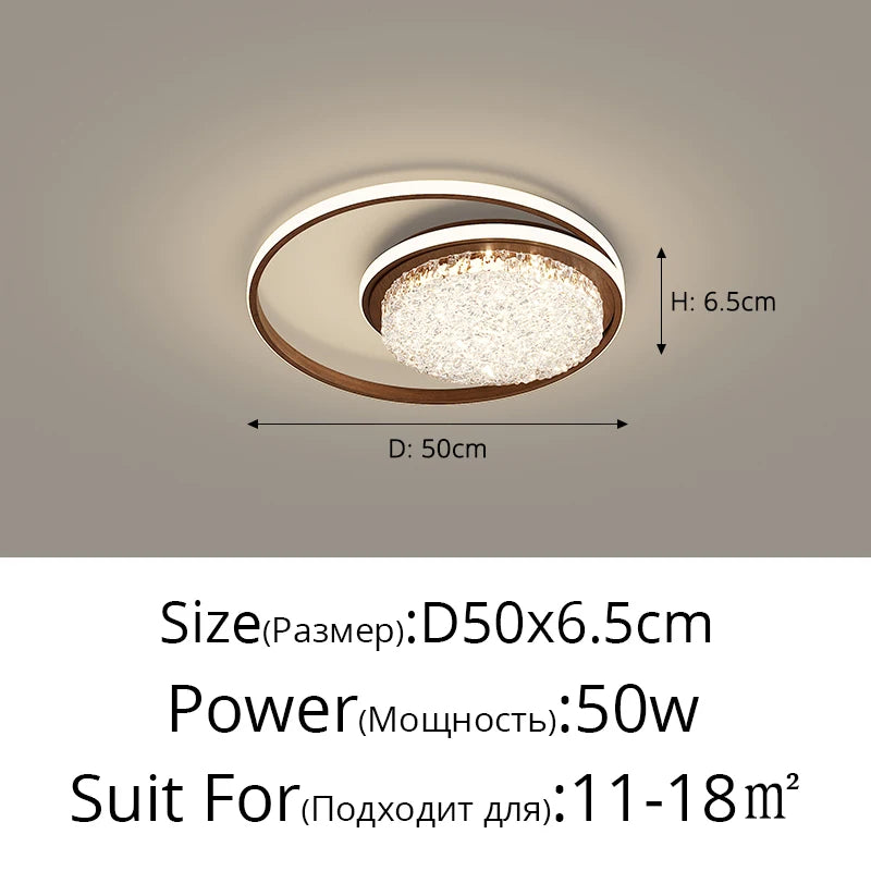 plafonnier led rond moderne cristaux blanc noir marron lampe intérieur élégante