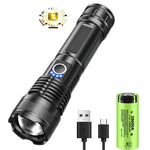 lampe torche noire rechargeable usb texturée rainures moderne robuste anneau serrage cordon