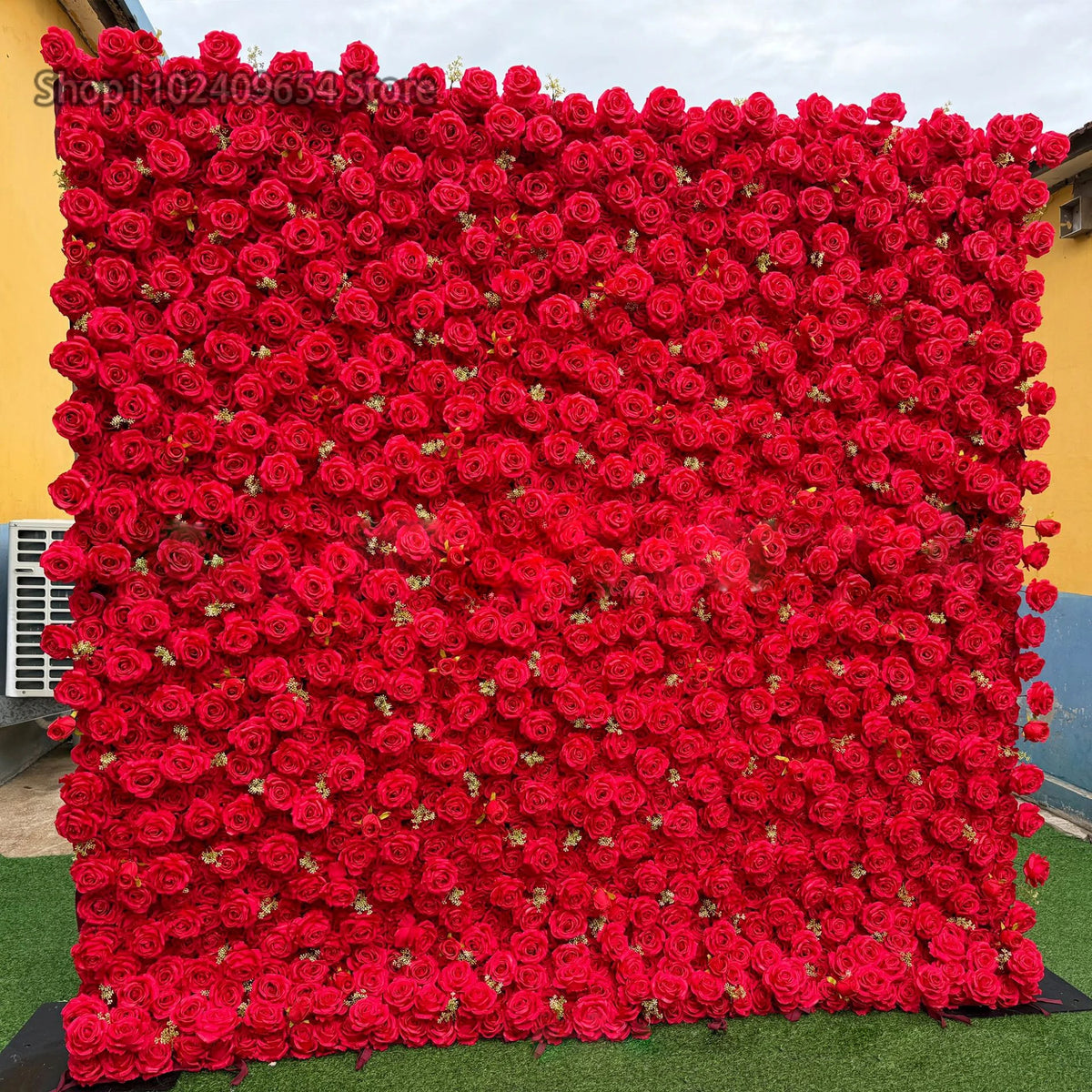 panneau floral decoratif blanc rouge fleurs artificielles toile fond mariage mur fleurs decoratif