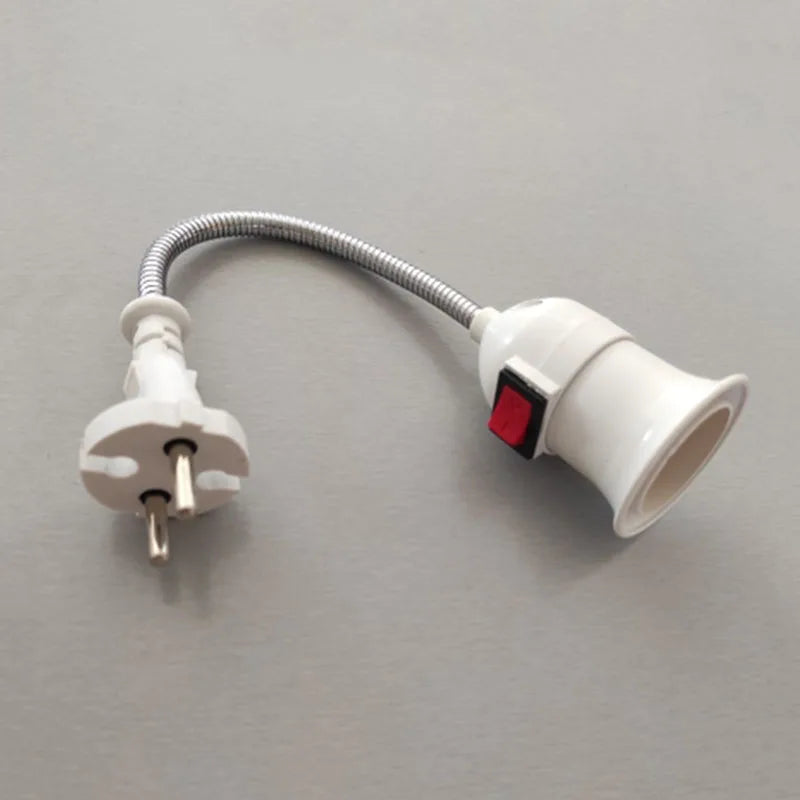 lampe flexible blanc moderne interrupteur rouge socle E27 prise UE 110V 220V LED adaptable