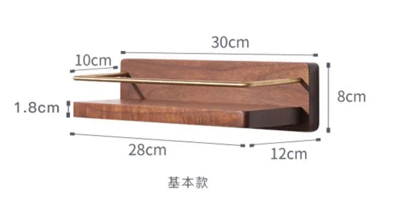 étagère murale moderne minimaliste bois naturel doré étagères clips métalliques