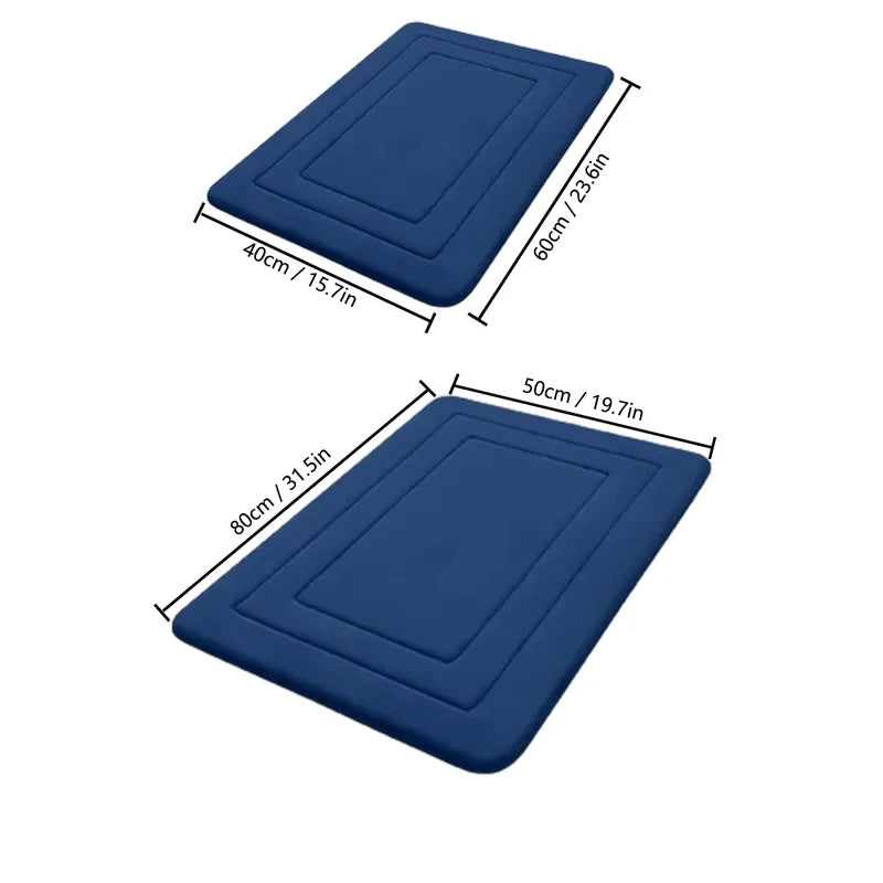 tapis bain polyester antidérapant moderne gris bleu marine géométrique 40x60 50x80