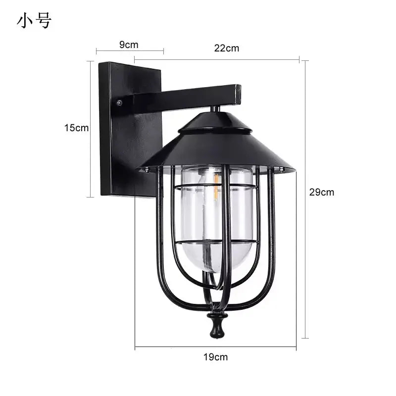 lampe murale vintage industrielle cage métallique verre transparent noir fixée mur plaque fixation