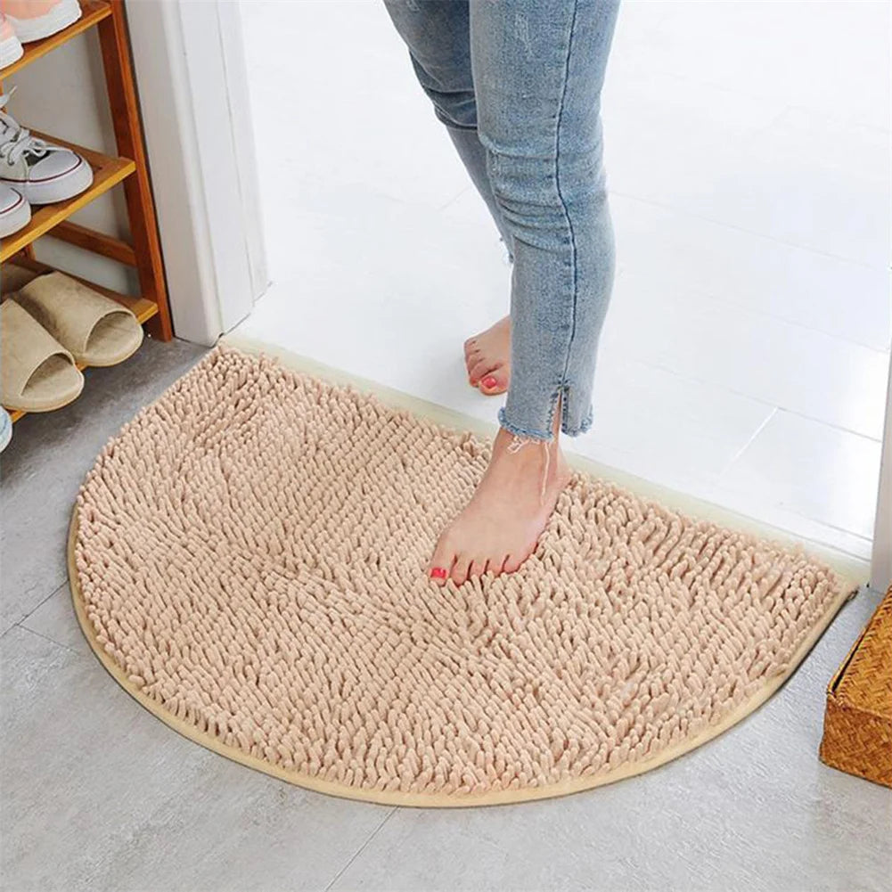 tapis demi circulaire violet marron texture microfibres moderne adhésif salle bain douche salle manger