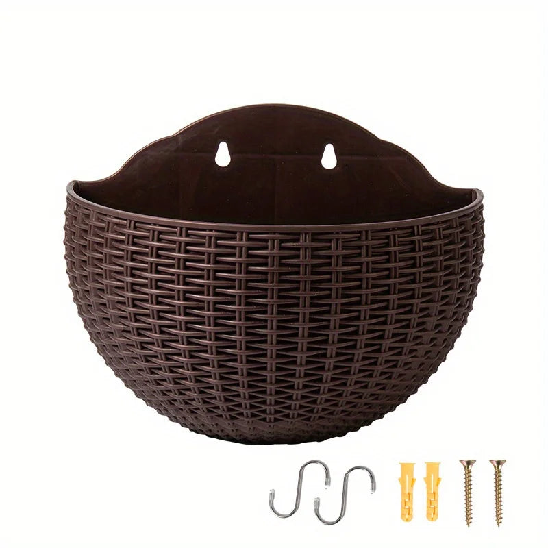paniers suspendus tissés gris marron orange bleu moderne drainageextérieur