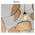 suspension lumineuse moderne bambou couleur beige noir reticule opacite ampoules filament