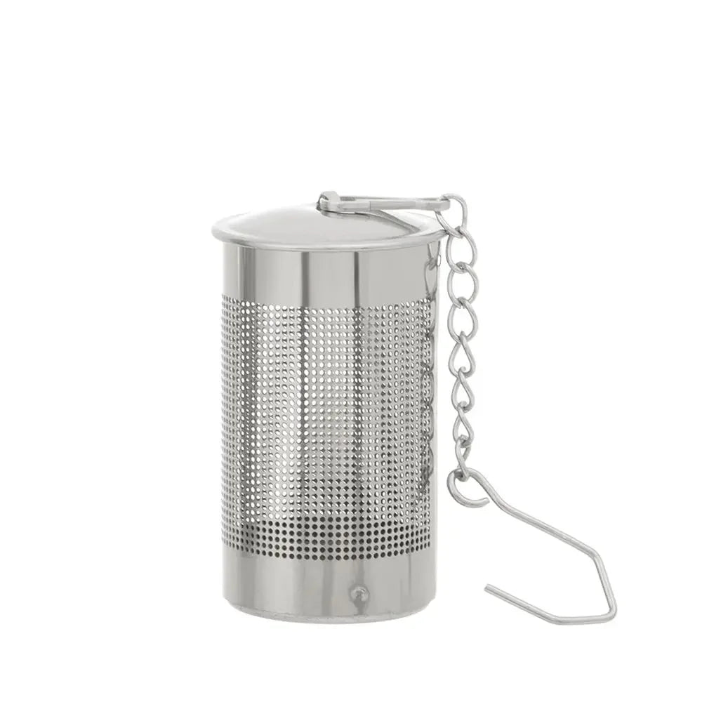 infuseur thé maille fine chaîne boucle moderne argenté filtre épices cuisine théière herbes thé