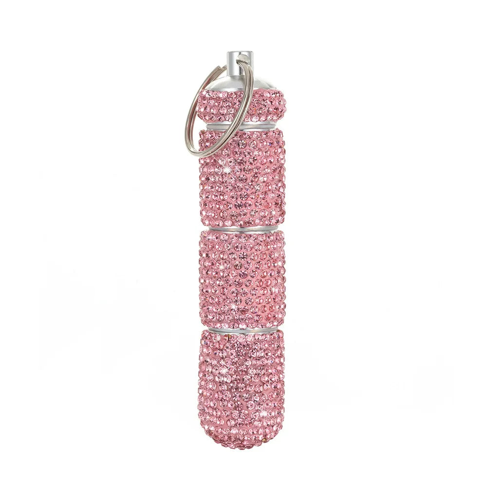 boîte pilules portable strass argent rose bleu rouge moderne élégante porte clés