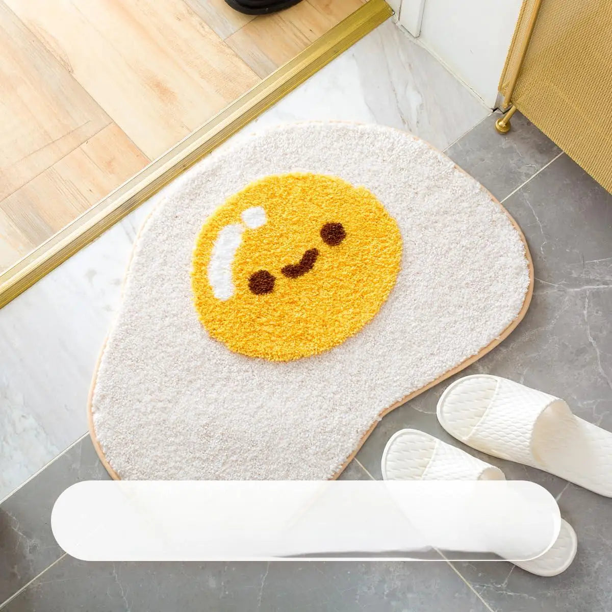 tapis sol antidérapant polyester jaune blanc décoratif enfant animal dessin kitchen non slip