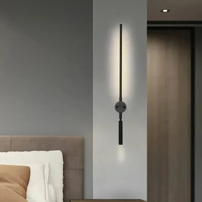 lampe murale moderne minimaliste fixée mur alimentée courant alternatif lumière jaune noir chambre coucher