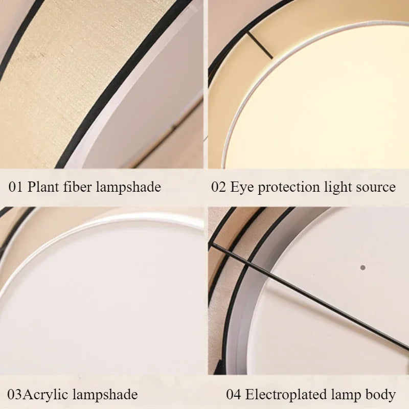 plafonnier led tissu moderne opalescent beige clair noir éclairage quotidien minimaliste