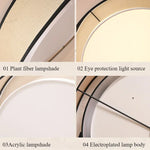 plafonnier led tissu moderne opalescent beige clair noir éclairage quotidien minimaliste