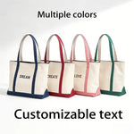 sac main moderne toile brodé doux poignées détachables blanc bleu marron vert rose