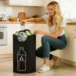 sac pliable rangement recyclage bouteilles plastique symbole recyclage motif utilitaire moderne poignées métalliques toile