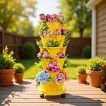 jardinière verticale empilable pots fleurs coniques roulettes mobiles moderne pratique
