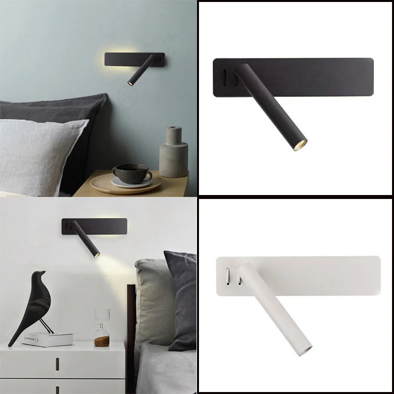 lampe murale led bras articulé moderne noir blanc minimaliste fixée mur