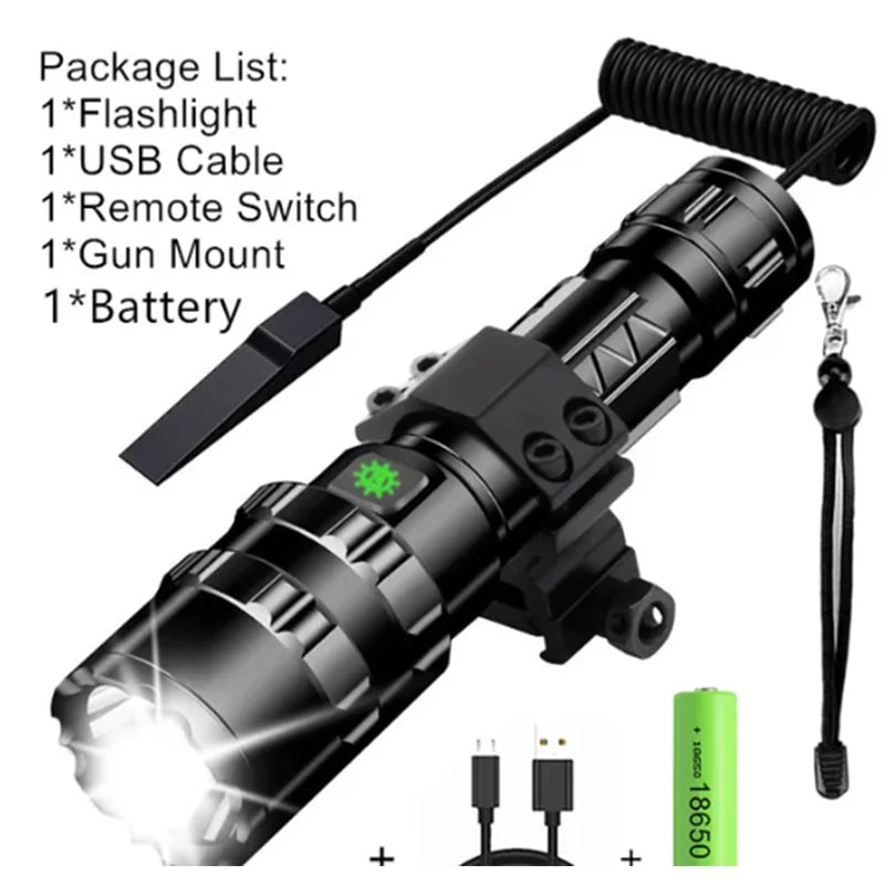 lampe poche tactique rechargeable led usb étanche auto défense militaire intense