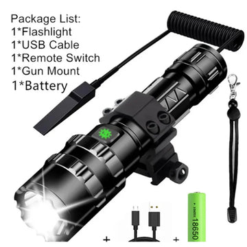 lampe poche tactique rechargeable led usb étanche auto défense militaire intense