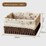 paniers rangement tissu imprimé floral dentelle rustique beige marron clair réutilisable stockage maison jouets