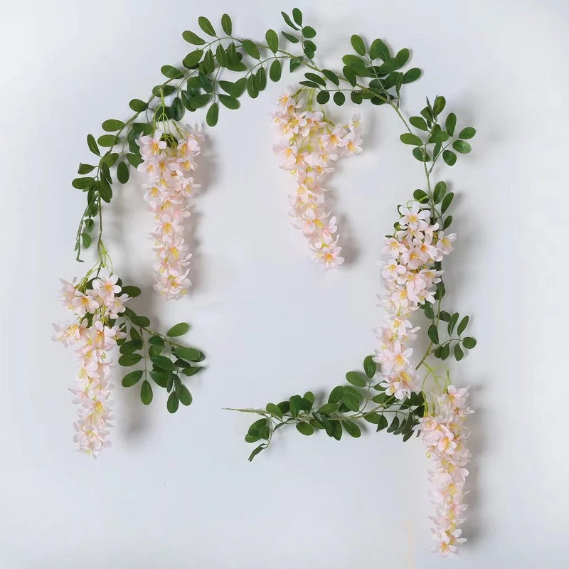 guirlande fleurs artificielles violettes blanches oranges rouges bleues classiques intérieur décoration romantique soie 1.8m