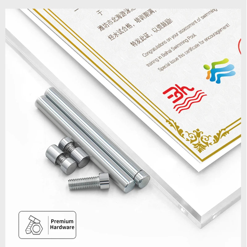 cadre transparent certificats motifs floraux clips classique ornementé affichage autoportant