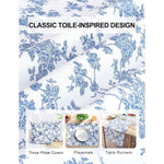 tissu toile jouy motifs floraux blanc bleu classique opale ameublement couturePATCHWORK