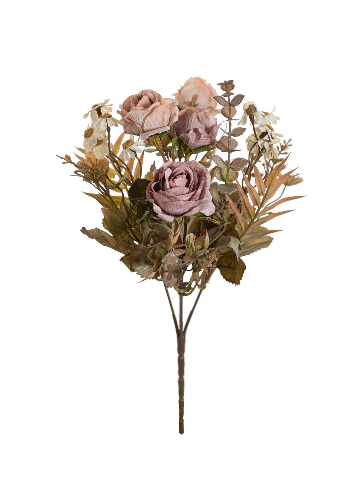 bouquet artificiel roses violettes blanches dorées decoration mariage anniversaire intérieur