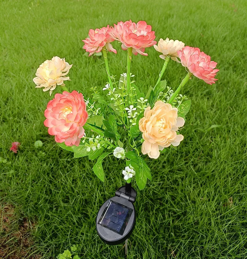 bouquet artificiel lumineux fleurs feuilles vertes moderne rouge orange rose blancextérieur patio jardinDecoration