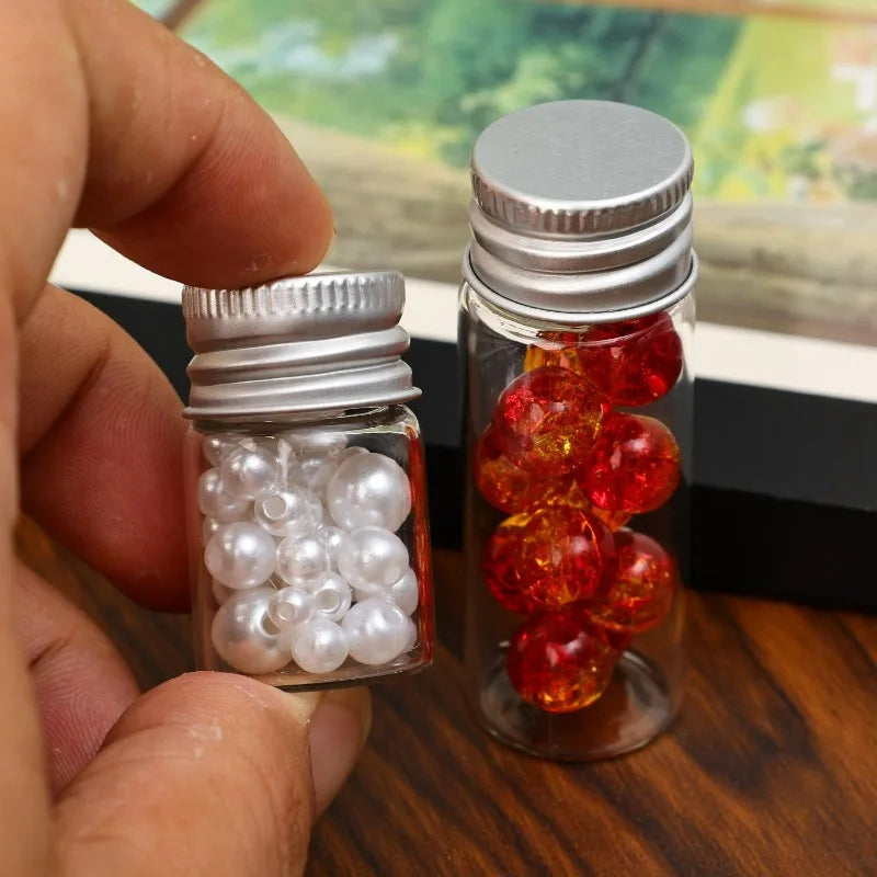 bouteilles verre transparentes modernes 5ml 7ml 10ml 12ml bouchons métalliques échantillons bijoux