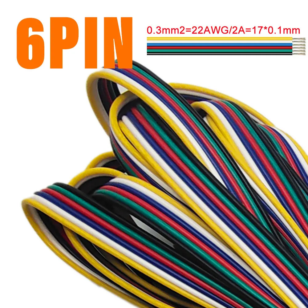 câble électrique flexible led 22awg 1m 5m 10m 2pin 3pin 5pin 6pin rouge blanc