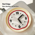 horloge murale moderne minimaliste rouge noir beige clair points texture ondulée fixée mur vintage
