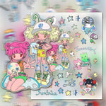 sticker kawaii autocollants mignons dessins animés personnages animaux coeurs floraux pvc multicolores scrapbooking téléphone