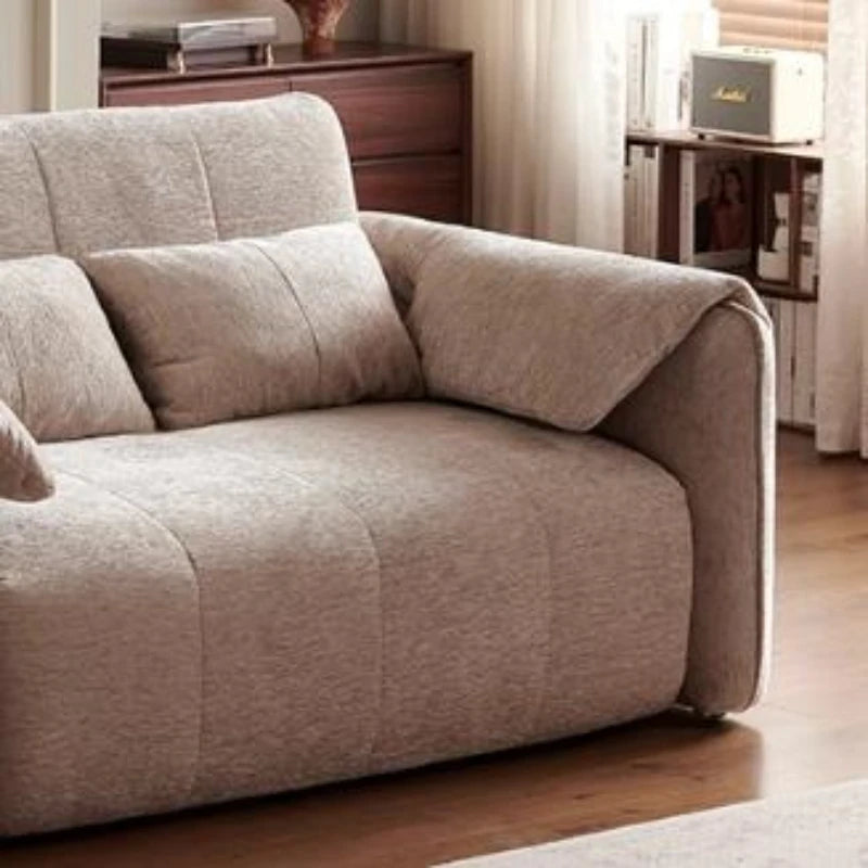 canapé lit convertible moderne tissu beige salon places lit double minimaliste rangement