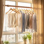tringle rideau extensible marron rustique bohème semi transparent moderne vêtements pinces linge